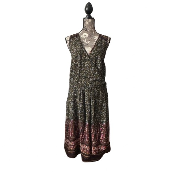 MOAS In Style Dresses & Skirts - MOAS in Style Women's 1X Midi Multicolored Elegant Bohemian Floral V-Neck Dress